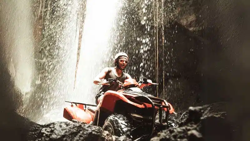 Jambe ATV Bali through waterfall